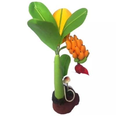 Picture of Bonsai Banana Tree Artificial Clay Plants Decoration Interior Showpiece Small Size - (9 inch)