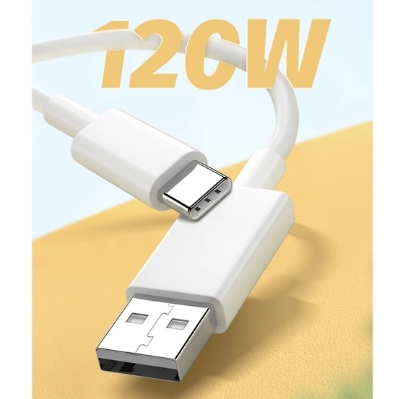 Picture of USB 120W Super Fast Charge Data Line Type C Charger Cable Good Quality for Samsung/Realme/Redmi/Oppo/Vivo/Xiaomi/OnePlus/Nokia/Tecno/Infinix/Itel/Lava/Symphony/Motorola/Walton Mobile Phones, Fast Charging Cable