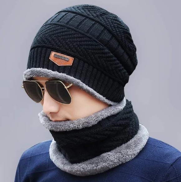 Picture of UGLY FISH Cap Winter Hat And Neck Warmer For Men Knit Hat SkulliesBeanies - Cap For Men