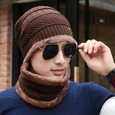 Picture of Winter Hat And Neck Warmer For Men Knit Cap Skullies Beanies For Man & Women - Cap For Men - Cap