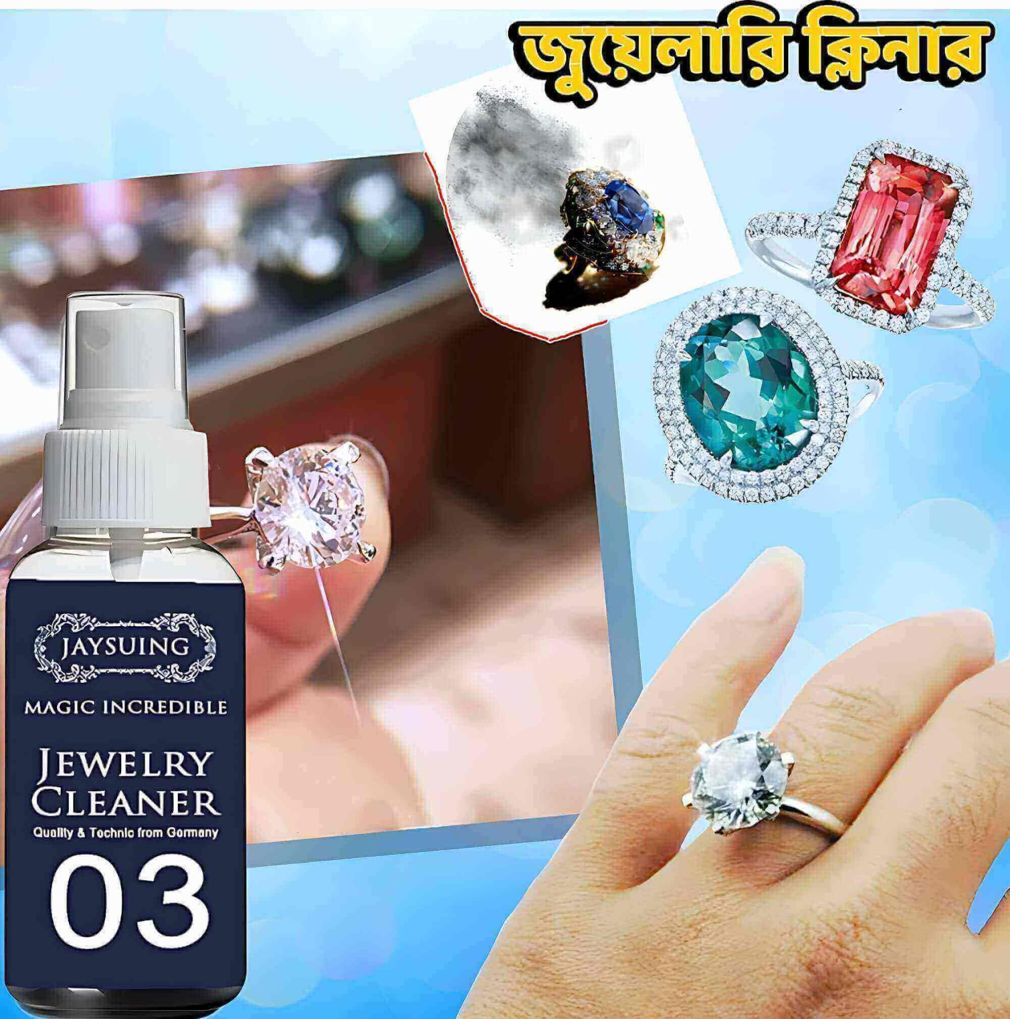 Picture of Quick Jewellery Cleaning Spray - 30ml Concentrate for Watch, Diamond, Silver, Gold Jewelry - Anti-Tarnish Solution