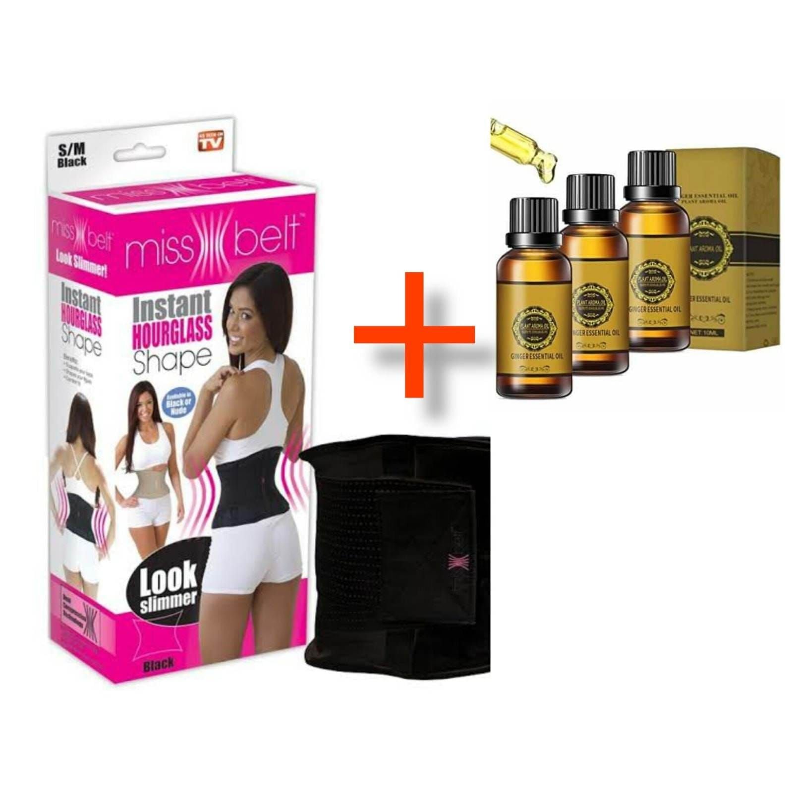 Picture of Slimming Belt Miss Waist Belt Instant Hourglass Shape & Ginger Essential Oil-Slimming combo pack Ginger Oil