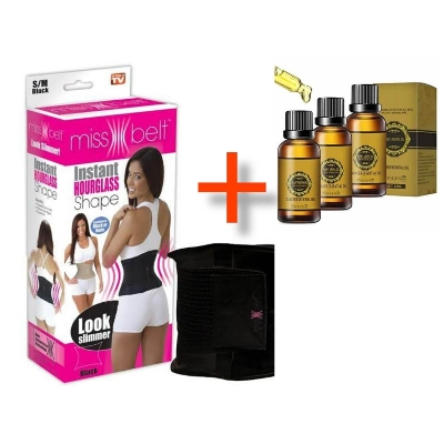 Picture of Slimming Belt Miss Waist Belt Instant Hourglass Shape & Ginger Essential Oil-Slimming combo pack Ginger Oil