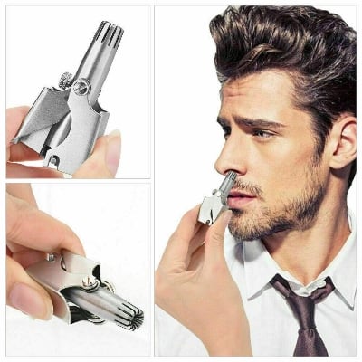 Picture of Nose Hair Trimmer Ear Portable Razor Manual Cutter Stainless Steel Nose Trimmer for men & Beard Oil Combo Offer oil