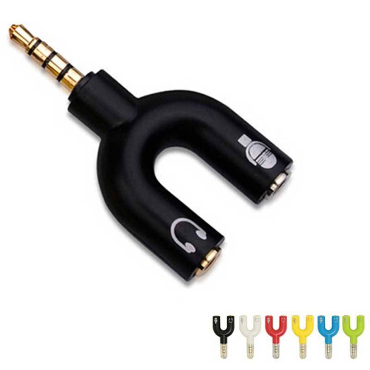 Picture of Caicen 3.5mm Audio Jack to Headphone Microphone 2 Way U Splitter Converter Adaptor Multicolor
