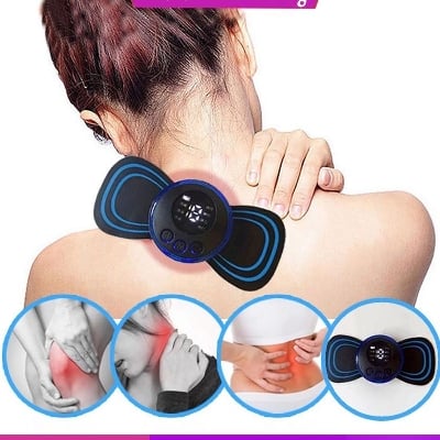 Picture of New Portable Mini Electric Neck Massager Back Body Portable With USB Charging Cable,EMS Electric Pulse Neck Massager Cervical Massage Patch Back Sticker Muscle Stimulator Portable Relief Pain Relax Massageador