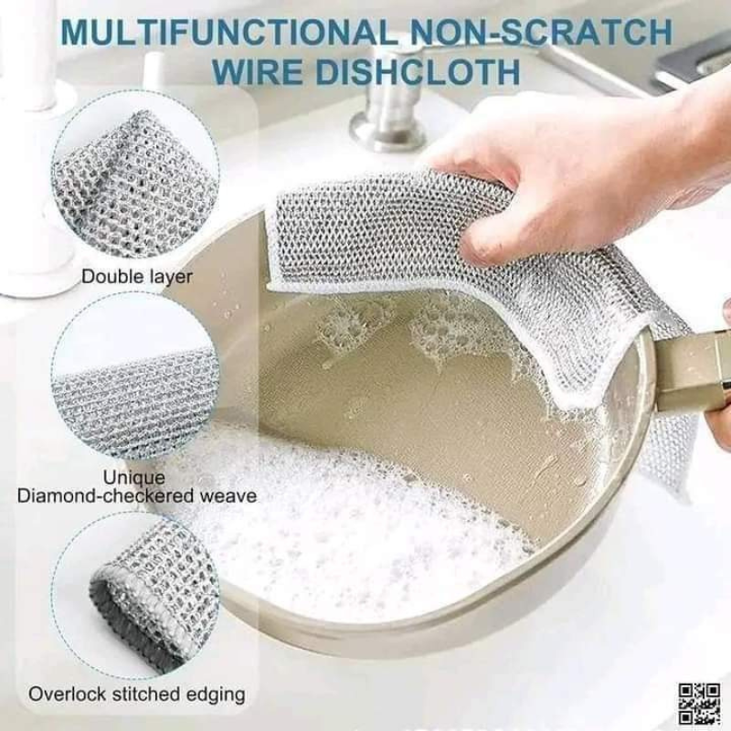 Picture of 2pic Magic Cleaning Cloth Kitchen Dishwashing Towel Metal Steel Wire Cleaning Rag For Dish Pot Cleaning Tools-Gold Palace