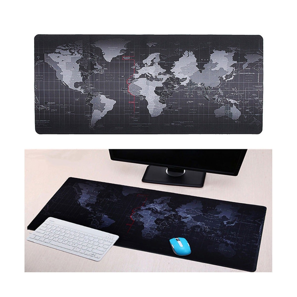 Picture of Large Gaming Mouse Pad, Waterproof Extra Large Big Mouse Pad with Stitched Edge, Non-Slip Black Computer Long Mousepad Desk Mat for Gamer, Office & Home, Black