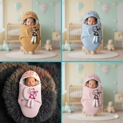 Picture of New WarmNest Soft Newborn Baby Wrap Blankets Baby Sleeping Bag Envelope For Newborn Sleepsack 100% Cotton thicken Cocoon for baby 0-8 Months Baby Jumpsuit Blanket