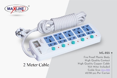 Picture of Maxline ML-825 Multiplug 10 Port Extention Socket 2 Meters Cable