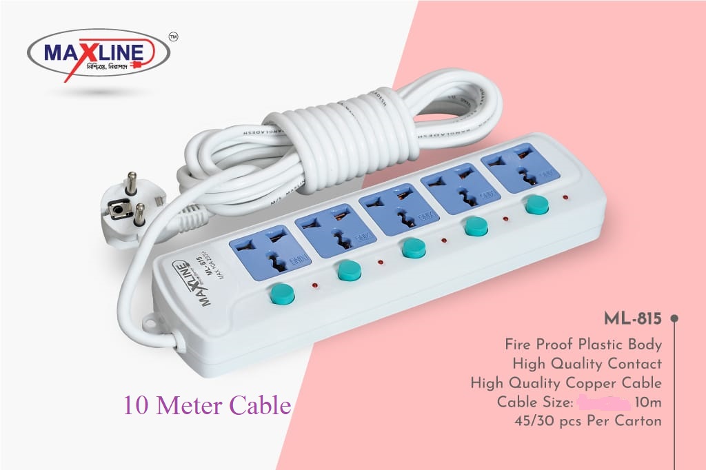 Picture of Maxline ML-815 Multiplug 5 Port Extention Socket 10 Meters