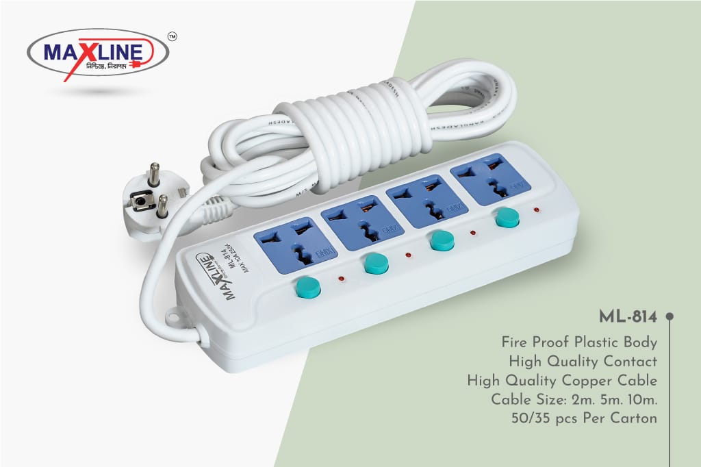 Picture of Maxline ML-814 Multiplug 4 Port Extention Socket 10 Meters