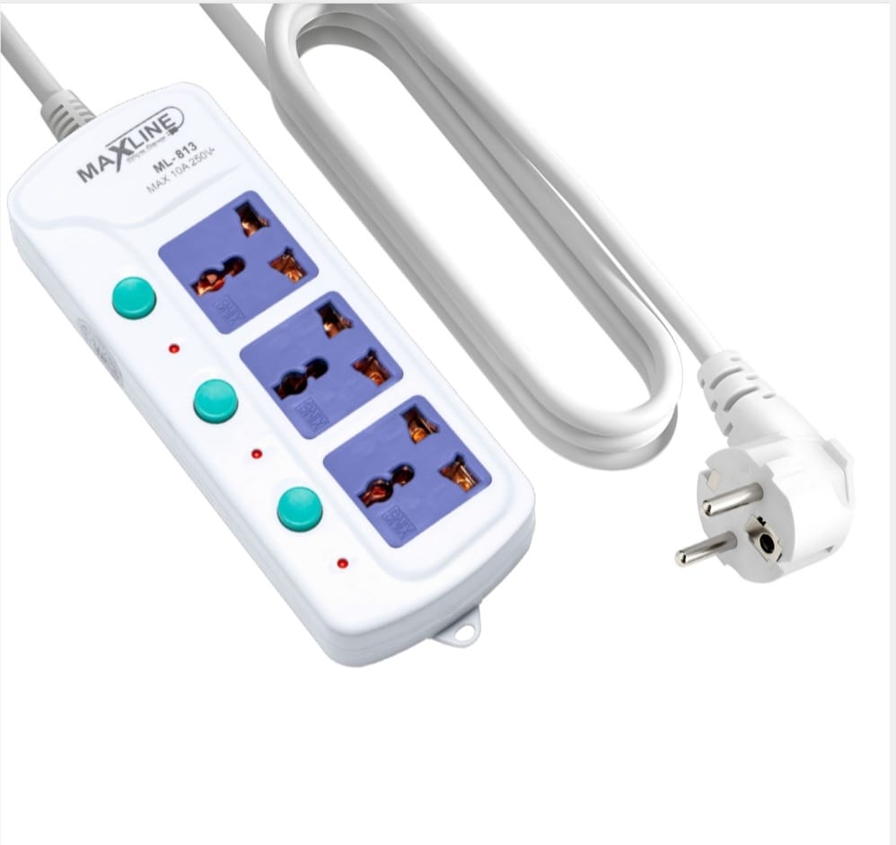 Picture of Maxline ML-813 Multiplug 3 Port Extention Socket 5 Meters Cable