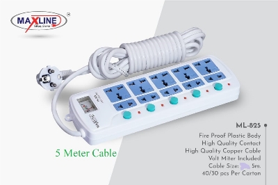 Picture of Maxline ML-825 Multiplug 10 Port Extention Socket 5 Meters Cable