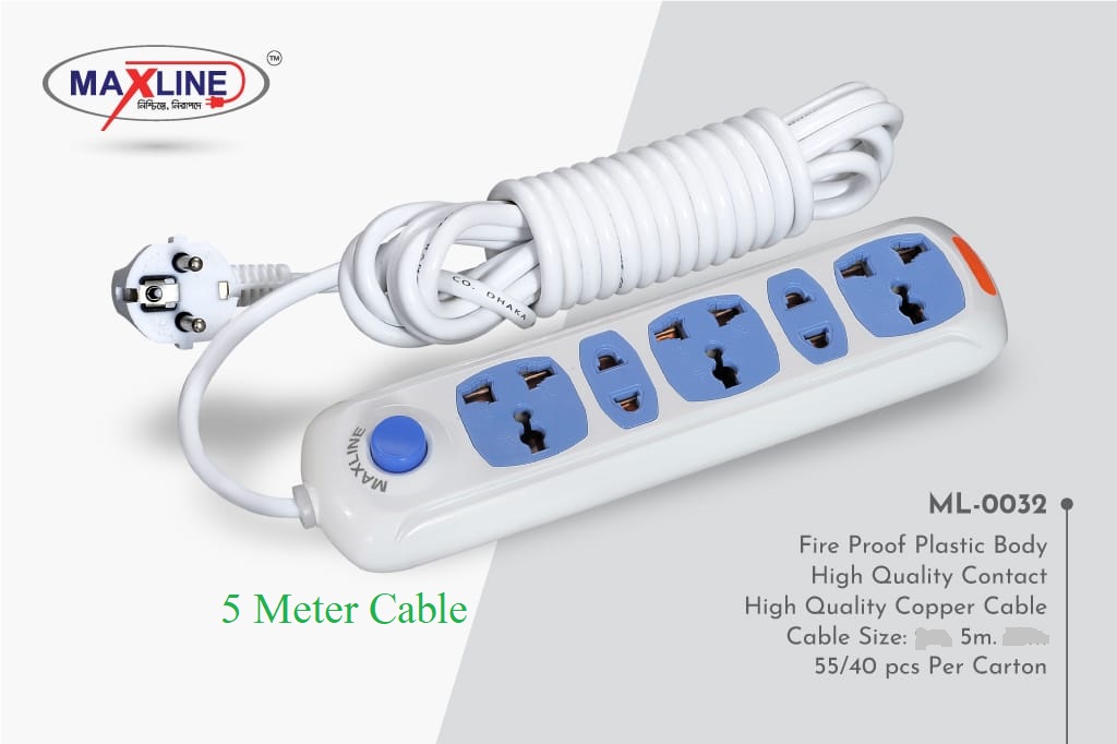 Picture of Maxline ML-0032 Multiplug 5 Port Extention Socket 5 Meters
