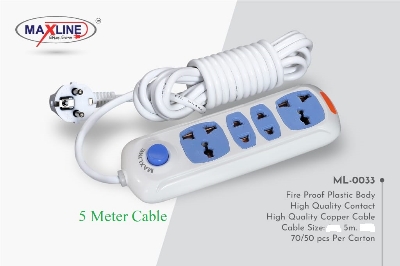 Picture of Maxline ML-0033 Multiplug 4 Port Extention Socket 5 Meters