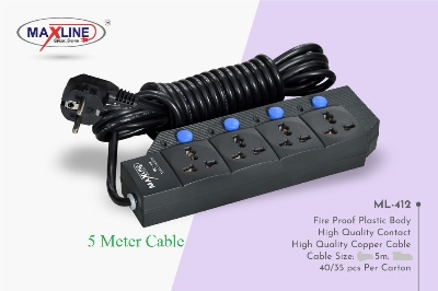 Picture of Maxline ML-412 Multiplug 4 Port Extention Socket 5 Meters Cable