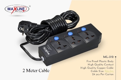 Picture of Maxline ML-312 Multiplug 3 Port Extention Socket 2 Meters
