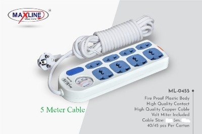 Picture of Maxline ML-0455 Multiplug 8 Port Extention Socket 5 Meters
