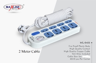 Picture of Maxline ML-0455 Multiplug 8 Port Extention Socket 2 Meters