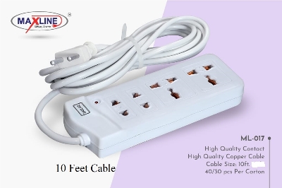 Picture of Multi Plug Maxline ML-017 Multiplug 4 Port Extention Socket 10 Feet Cable