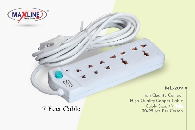 Picture of Multi Plug Maxline ML-209 Multiplug 5 Port Extention Socket 7 Feet Cable