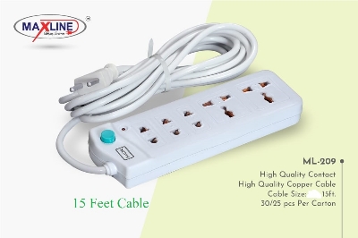 Picture of Multi Plug Maxline ML-209 Multiplug 5 Port Extention Socket 15 Feet Cable