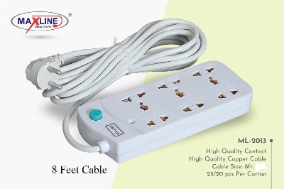 Picture of Multi Plug Maxline ML-2013 Multiplug 6 Port Extention Socket 8 Feet Cable - Multi Plug
