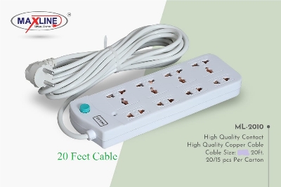Picture of Multi Plug Maxline ML-2010 Multiplug 8 Port Extention Socket 20 Feet Cable - Multi Plug