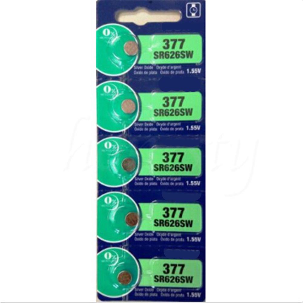 Picture of 377/Sr626Sw Silver Oxide  Button Cell Watch Battery - 5Pcs Silver