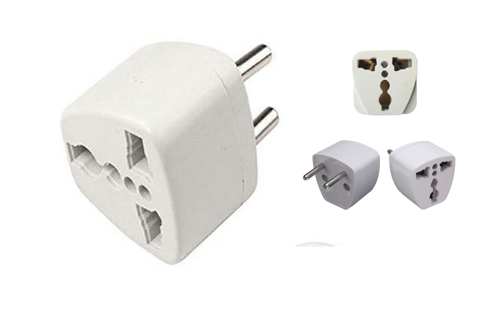 Picture of 3 Pin To 2 Pin Converter Travel Socket 2 Pin Plug 2PCS White