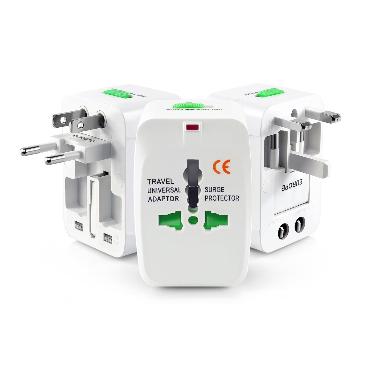 Picture of Universal All-In-One (US UK EU AU) World Wide International Travel  Adapter Plug White