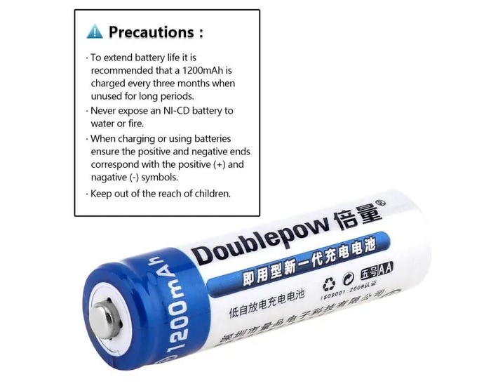 Picture of Doublepow  AA R6 1.2V 1200mAh Ni-MH Rechargeable Battery 2 Piece 