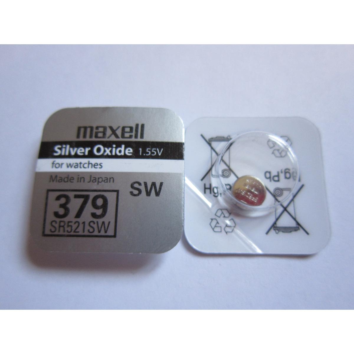 Picture of Maxl SR521SW /SR63 /SG0/ SR521/ 379 1.55V Silver Oxide Button Cell Watch Battery 1Piece Silver