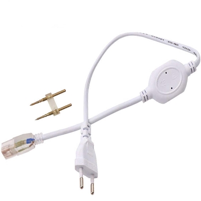 Picture of 220-240V LED Flexible Strip Tape Rope Light 2 Pin EU Plug 12mm Connector Adapter White