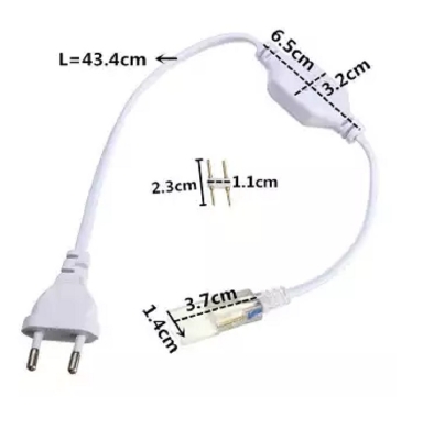 Picture of 220-240V LED Flexible Strip Tape Rope Light 2 Pin EU Plug 12mm Connector Adapter White
