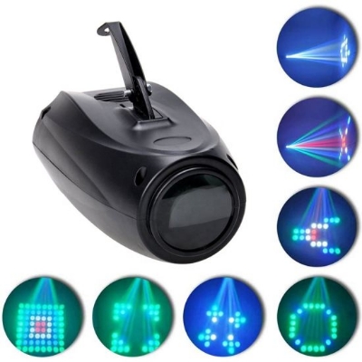 Picture of LED Small Airship Manual/ 64 RGBW Color Changing 10W LED Moonflower Lighting/ Magic Pattern Stage Light /Xmas/DJ Party lights Black