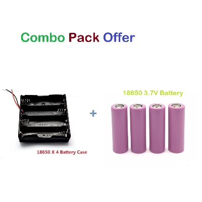 Picture of 3.7V / 4.2V 18650 Four Lithium Battery Storage Case Box Holder With 4 Pcs 18650 3.7V Lithium Rechargeable Battery Multicolor