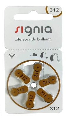 Picture of PowerOne /Signia P312 Hearing Aid Battery, 6 Batteries Each Pack Silver