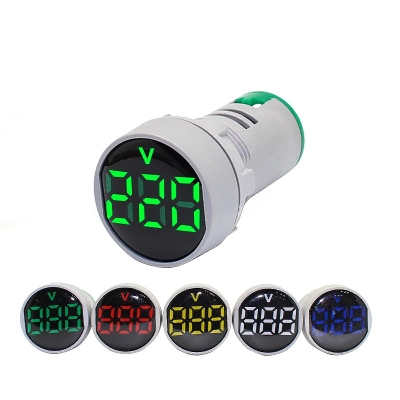 Picture of AC60-500V AC Voltage Meter LED Digital Display 1 PCS Round Multicolor
