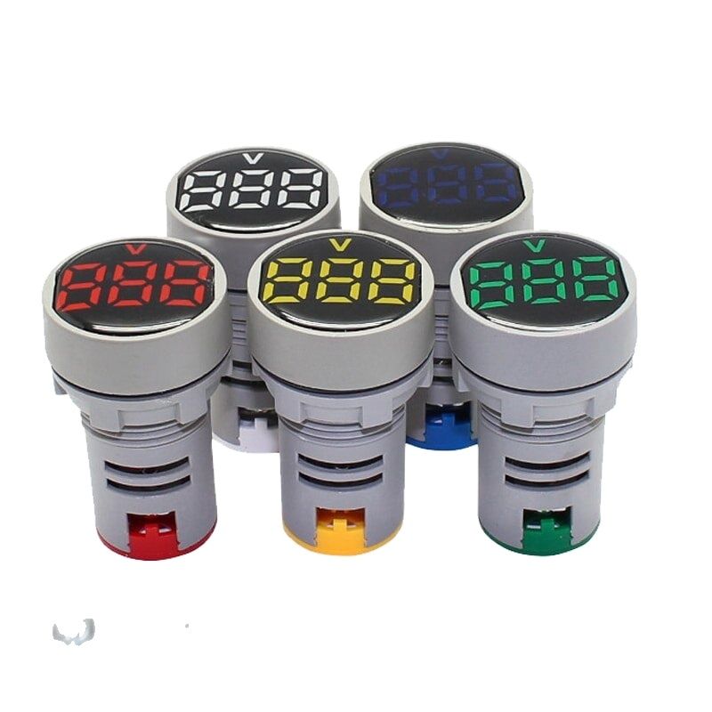 Picture of AC60-500V AC Voltage Meter LED Digital Display 1 PCS Round Multicolor