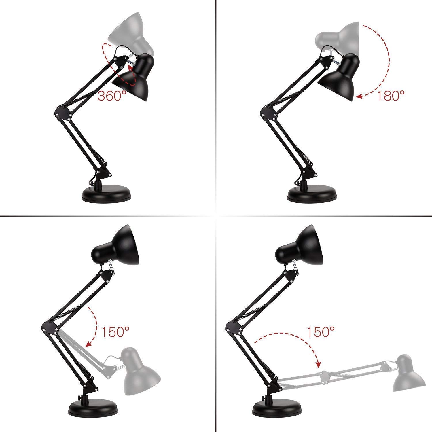 Picture of Rocklight Modern Gloss Desk Lamp MT-810 For Study(Bulb Not included) Black