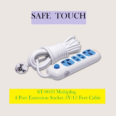Picture of SAFE TOUCH ST-0033 Multiplug 4 Port Extention Socket 5Y/15 Feet Cable - Multi Plug