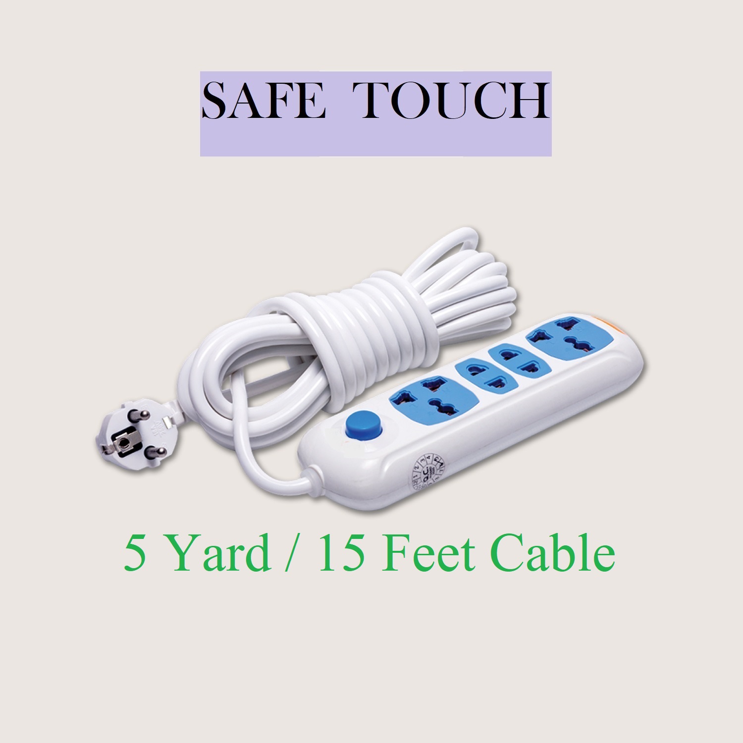 Picture of SAFE TOUCH ST-0033 Multiplug 4 Port Extention Socket 5Y/15 Feet Cable - Multi Plug