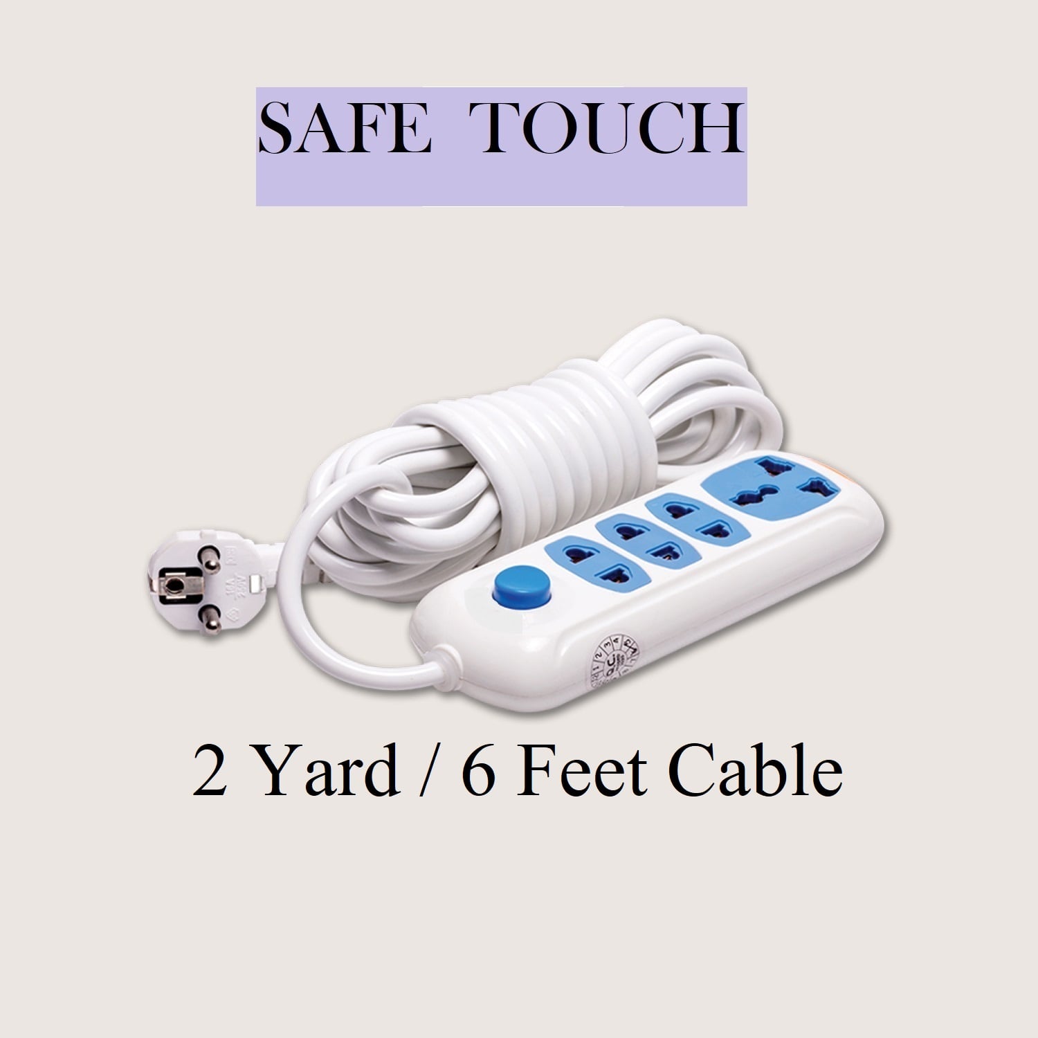 Picture of SAFE TOUCH ST-0034 Multiplug 4 Port Extention Socket 2Y/6 Feet Cable - Multi Plug