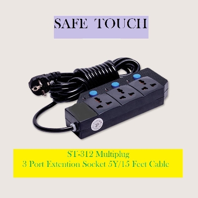 Picture of SAFE TOUCH ST-312 Multiplug 3 Port Extention Socket 5Y/15 Feet Cable