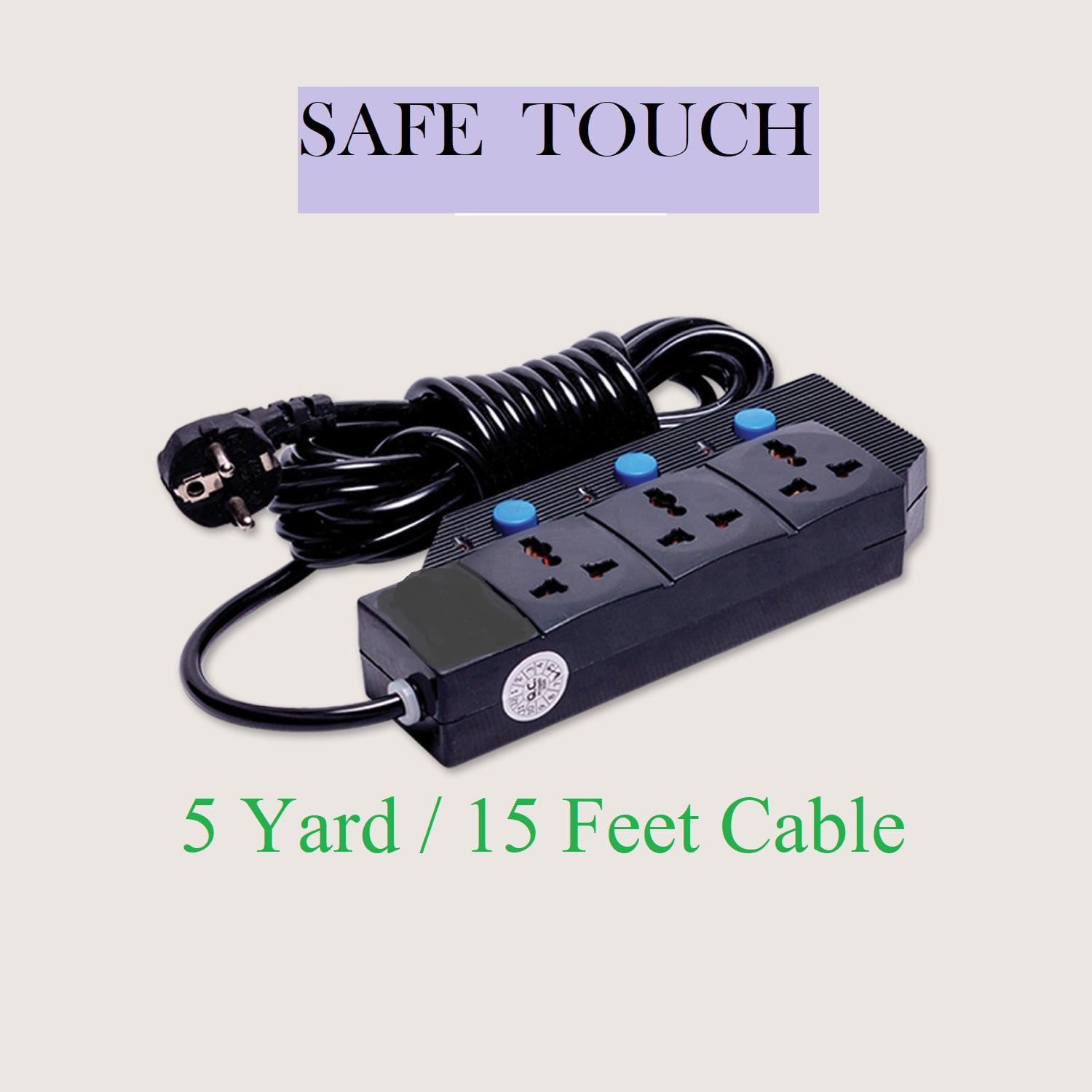 Picture of SAFE TOUCH ST-312 Multiplug 3 Port Extention Socket 5Y/15 Feet Cable