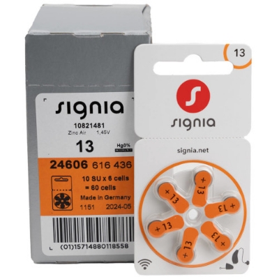 Picture of Signia/PowerOne ACCU Plus P13 Hearing Aid Battery, 6 Batteries Each Pack Multicolor