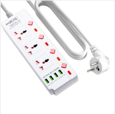 Picture of 4USB Multi Plug Maxline ML-704 Multiplug 3 Port Extention Socket 3 Meter Cable