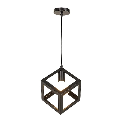 Picture of Modern iron pendant lamp black retro industrial square lamp (Bulb not Included) 1Pcs Black